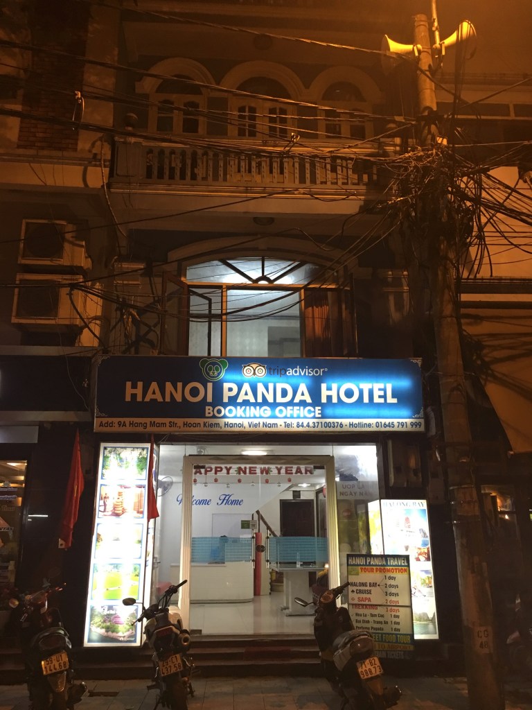 Hanoi Panda Hotel at night