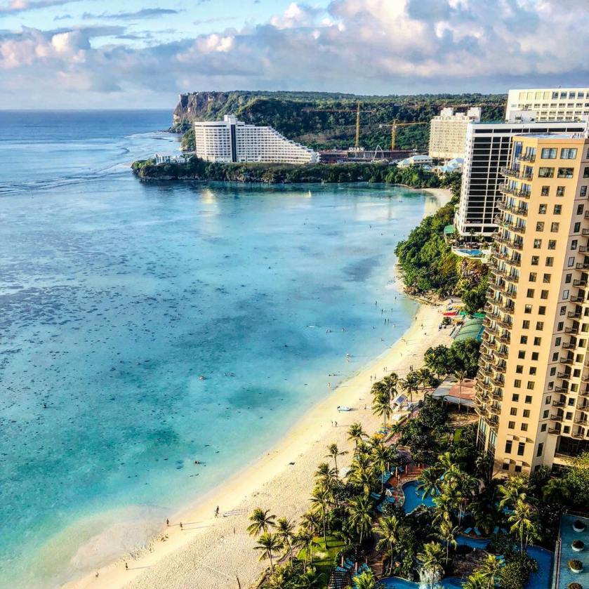 The view of Guam's main beach from a hotel taken and shared by @tobu on Instagram