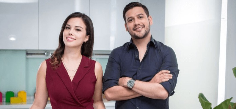 Cooking for Love hosts Sarah Benjamin and Nik Michael Imran