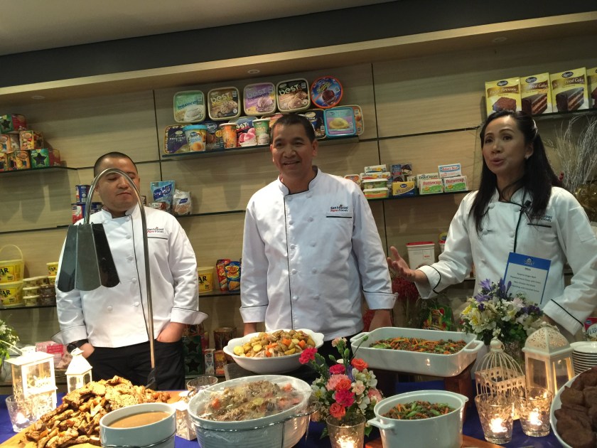 Couple Drew Arellano and Iya Villania with the chefs of San Miguel Pure Foods Culinary Center.