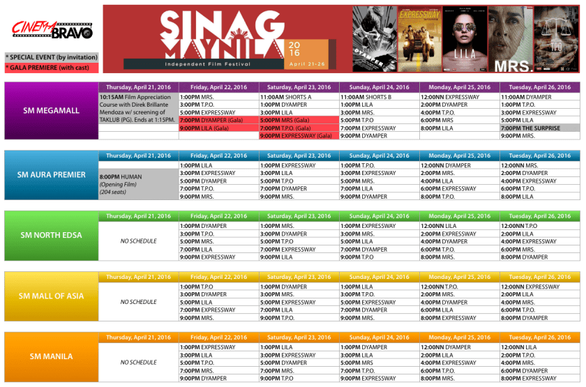 sinag maynila 2016 screening schedules