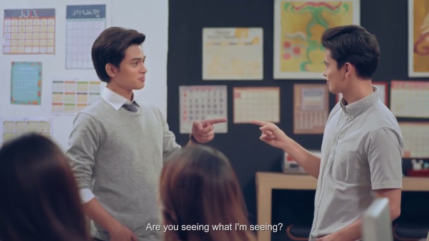 James Reid meeting his look-alike, Aldrin Angeles (who plays the role of James) in the series.